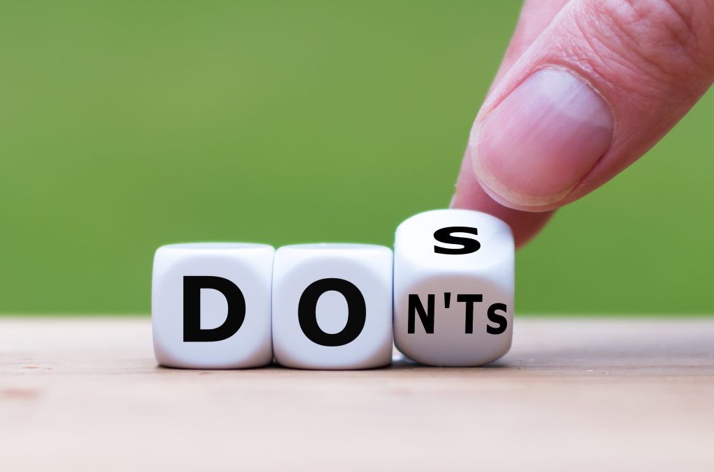 Blocks that spell out "Dos" and "Don'ts"