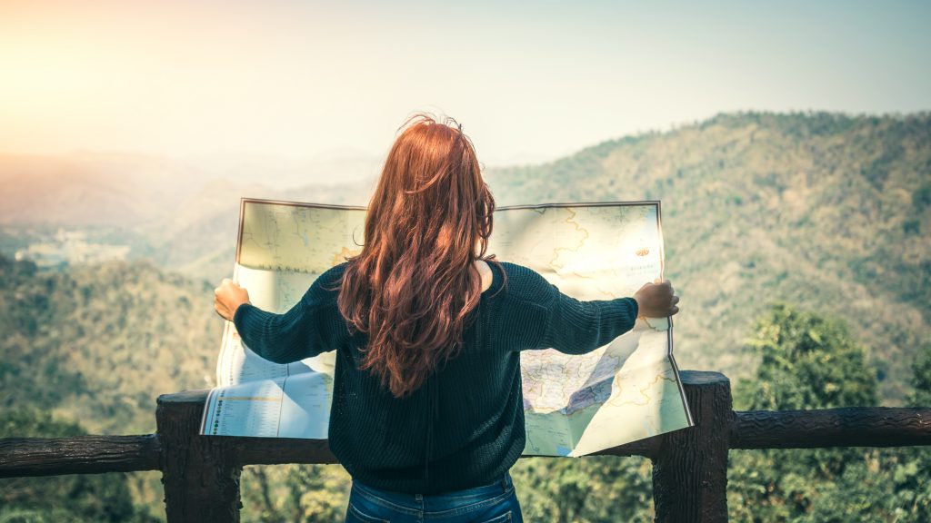 Woman reading a map