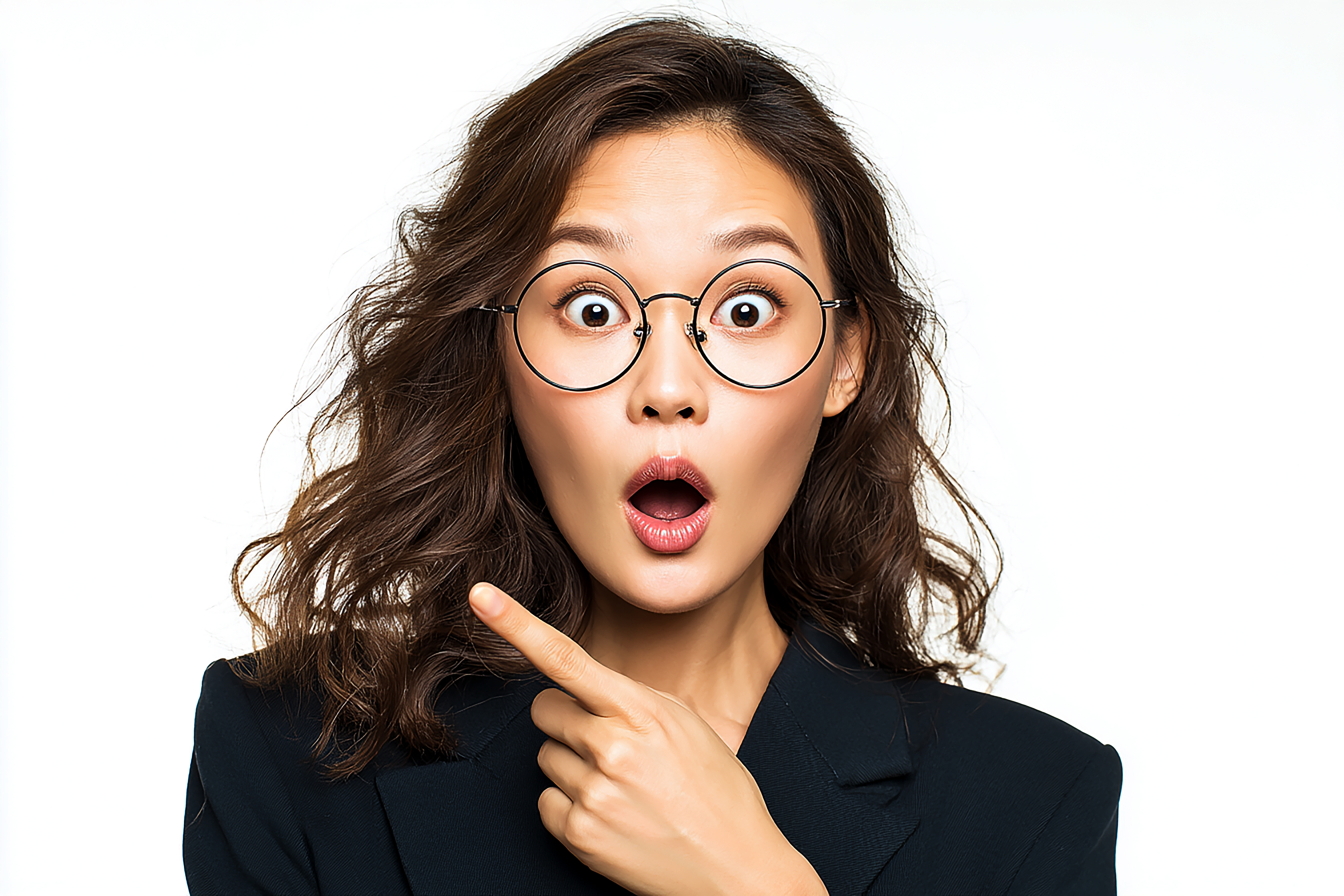 Woman with eyes open wide in astonishment