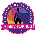Kinkly "sex blogging superheroes" badge for 2019.